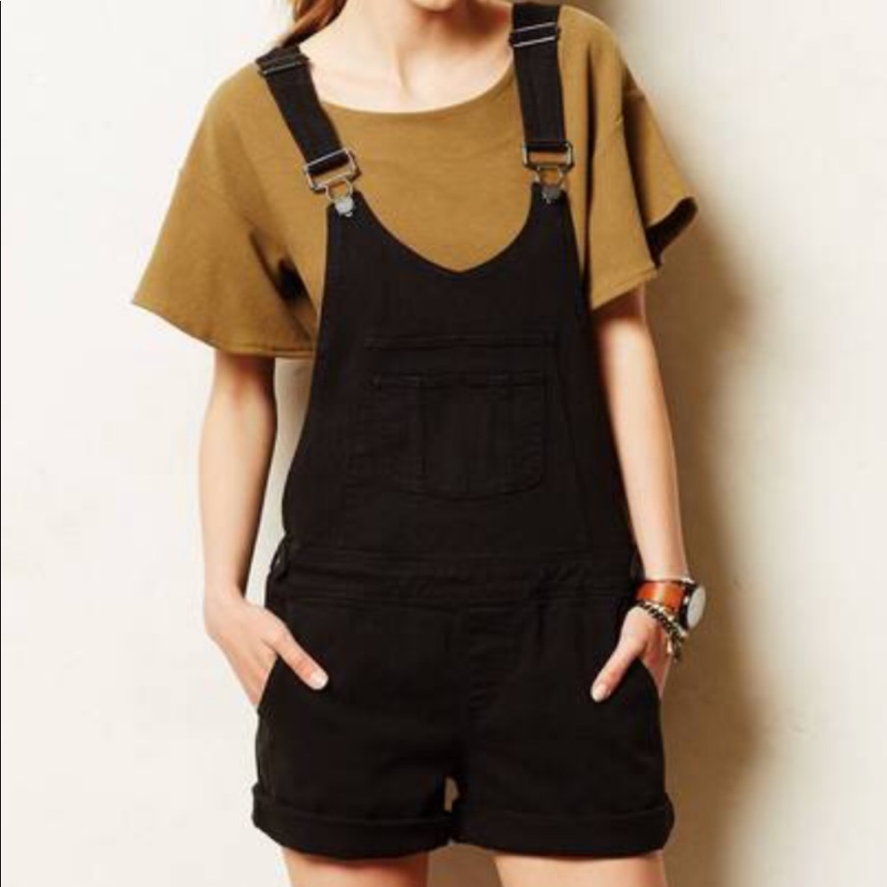 Paige black denim overalls shorts